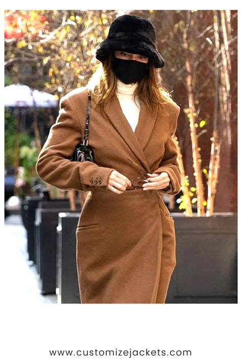 Kendall Jenner Brown Trench Wool Long Coat For Women Celebrities Leather Jacket Kendall