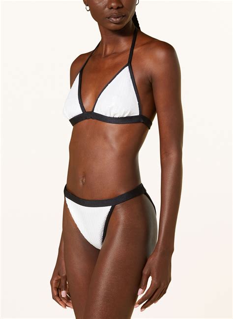 Balmain Triangel Bikini Mit Pailletten In Weiss Schwarz
