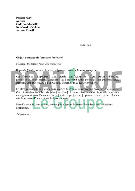 Lettre Demande De Formation Son Employeur Pratique Fr