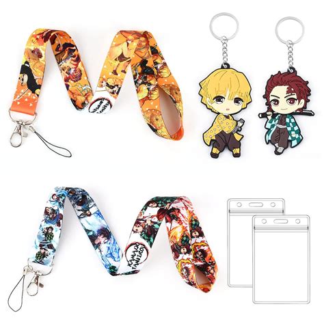 Moriso Demon Slayer Lanyard Pack With Tanjiro And Zenitsu Keychains