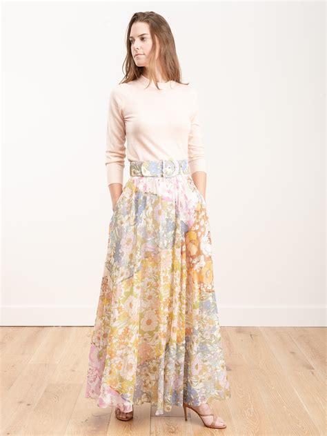 Zimmermann Super Eight Maxi Skirt Mixed Floral Scarpa