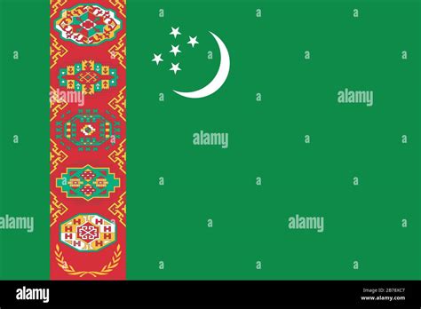 Flag Of Turkmenistan Turkmen Flag Standard Ratio True RGB Color