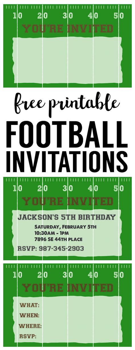 Football Party Invitation Template Free Printable Paper Trail Design