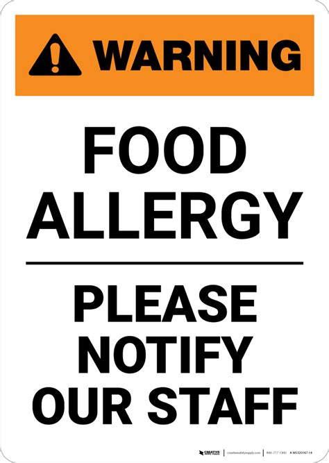 Food Allergy Warning Sign Printable