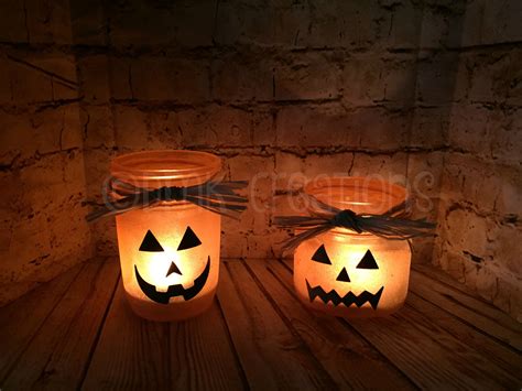 Mason Jar Pumpkin Set Mason Jar Pumpkin Jack-o-lantern - Etsy