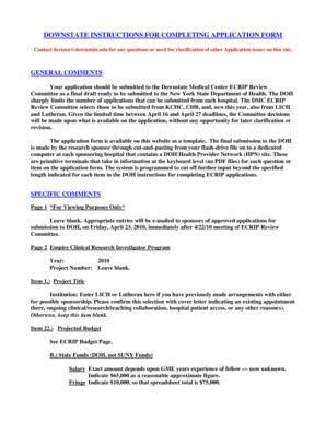 Fillable Online Research Downstate Downstate Instructions For