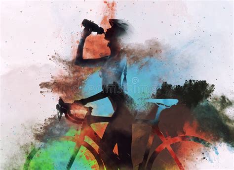 Naked Woman With A Bicycle Stock Illustration Illustration Of Artwork