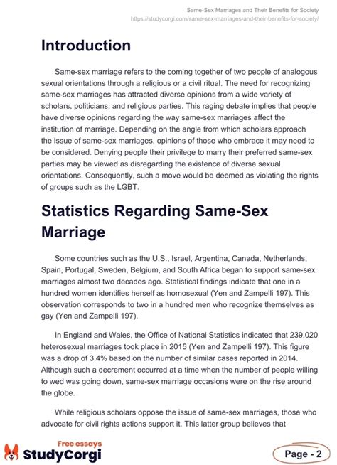 Same Sex Marriages And Their Benefits For Society Free Essay Example