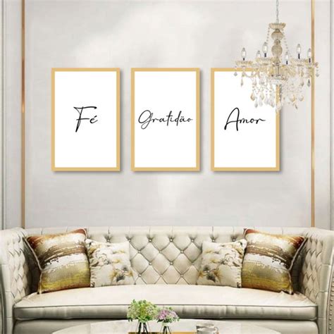 3 Quadros Decorativos Gratidão Frases Lar Amor Moldura Elo7