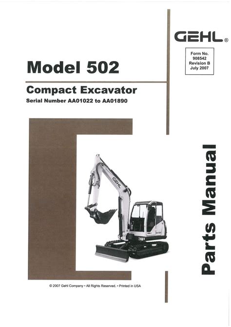 Gehl 802 Mini Excavator Parts Manual 8
