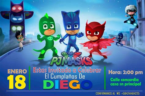 Kit Imprimible Héroes En Pijamas pj Masks Invitacion regalo 55 00