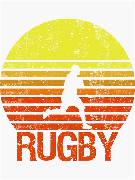 "Rugby Sunset Stripes Grunge Silhouette for Rugby" Sticker by ...