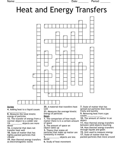 Thermal Energy 6th Grade Word Search Wordmint