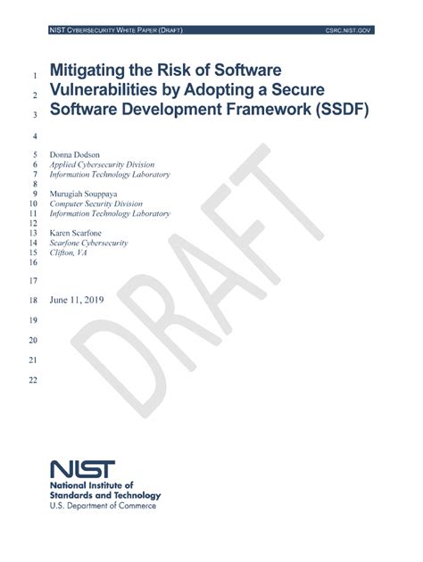 Fillable Online Csrc Nist Mitigating The Risk Of Software