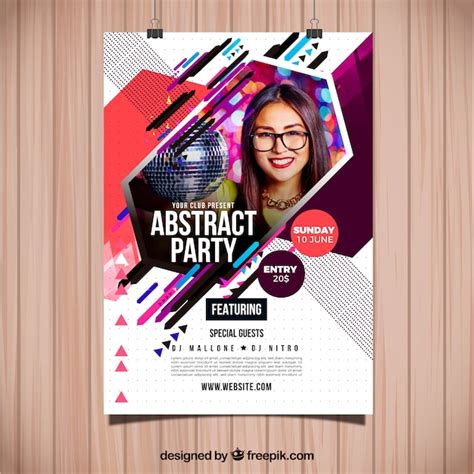 Free Vector Abstract Party Poster Template With Photo