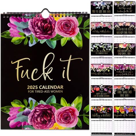 Fuck It Calendar For Tired Women Funny Home Office Wall Handing Calendars Monthly Planner