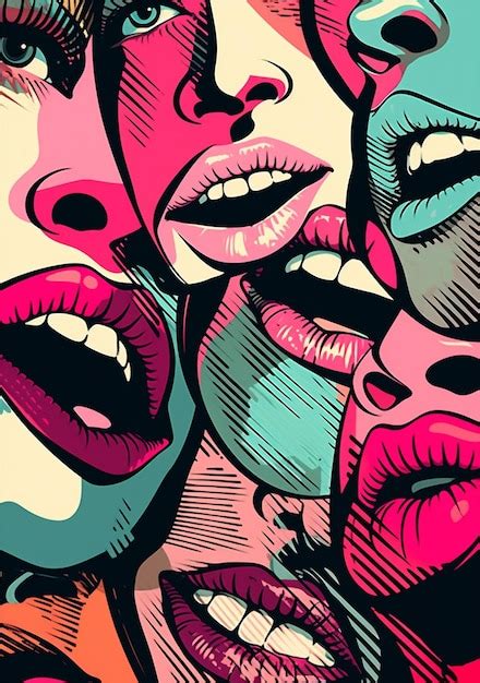 Mujer arte gráfico beso lápiz labial abstracto labios femeninos