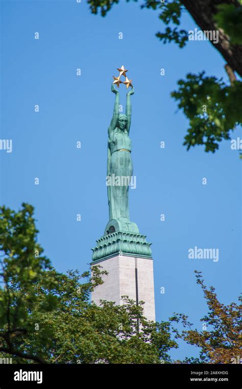 The Freedom Monument In Riga Latvia Honouring Soldiers Killed During The Latvian War Of