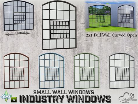 The Sims Resource Industry Windows Small Wall 2x1 Full Curved Open