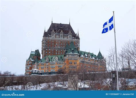 View of Frontenac Castel Chateau De Frontenac, in French in Winter ...