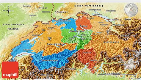 Political 3d Map Of Switzerland Physical Outside