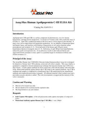 Fillable Online Funakoshi Co Assaymax Human Apolipoprotein C Iii Elisa