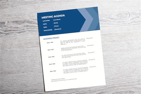 Meeting Agenda Template, Editable Microsoft Word Document, Meeting ...