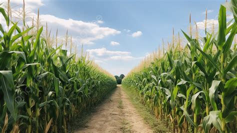 Dirt Road Through A Field Has Corn In It Background Picture Of A