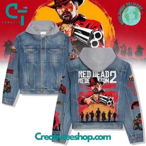 Red Dead Redemption 2 Hooded Denim Jacket Creativteeshop