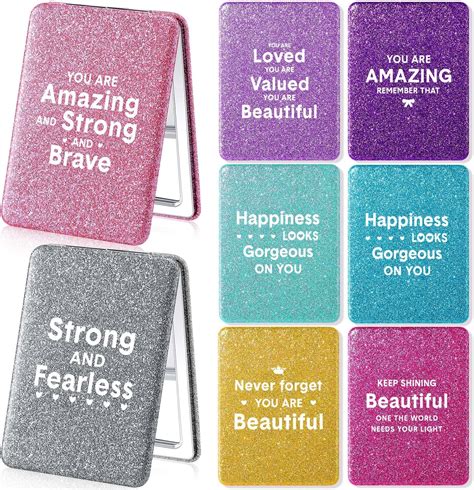 Amazon Panelee Pcs Inspirational Compact Mirror Glitter Square