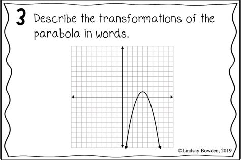 Quadratic Transformations Digital Task Cards Lindsay Bowden