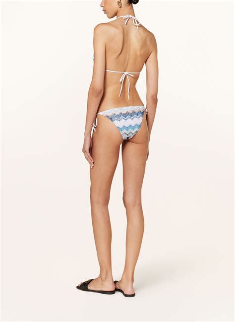 MISSONI Triangel Bikini mit Glitzergarn in hellblau türkis weiss