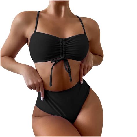 Wamans Bikinis For Women Sexy Women Bikini Solid Splicing Two Piece