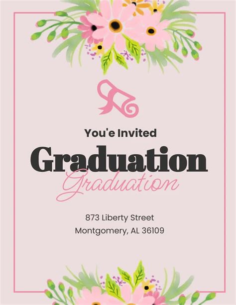 Pink Floral Graduation Party Invitation Venngage