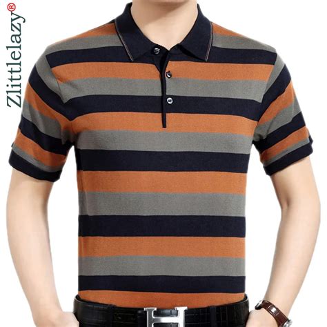 Summer Polo Shirt Men Short Sleeve Polos Shirts Striped Slim Fit Mens