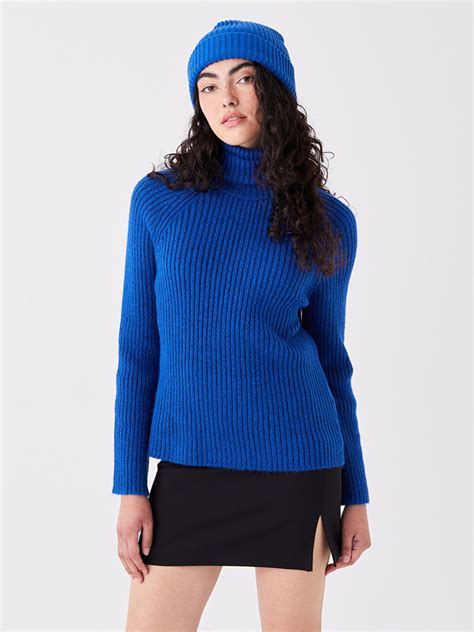 Pull Col Roul Uni Manches Longues Pour Femmes W Dh Z H P