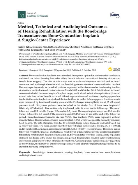 Ingles Medical Technical And Audiological Outcomes Of Hearing