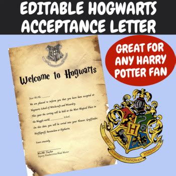 Free Printable Customizable Hogwarts Letter And Envelope Harry Potter