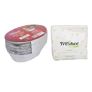 Freshee 25 Pcs Aluminium Silver Foil Container 600ml With 100 Sheets Of