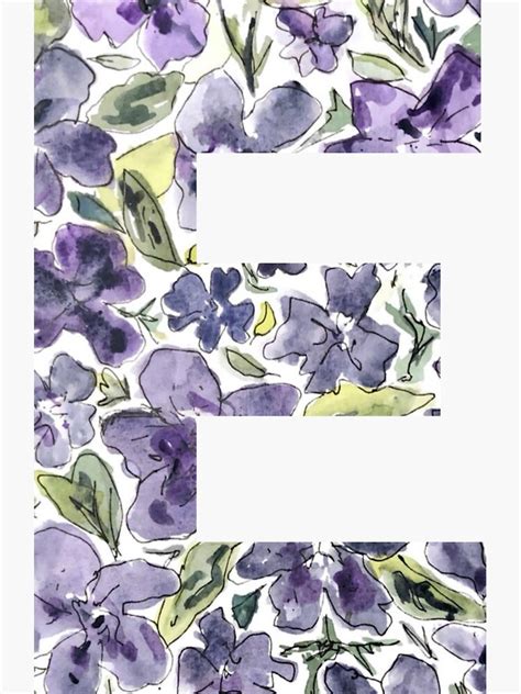 Watercolor Purple Flowers Letter E Sticker By Vicnat Redbubble