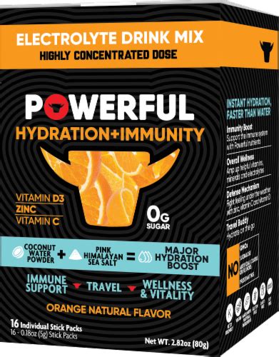 Powerful Hydration Immunity Orange Electrolyte Drink Mix 16 Ct Ralphs