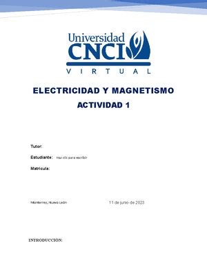 Act De Electricidad Y Magn Tismo Univesidad Virtual Cnci Materia