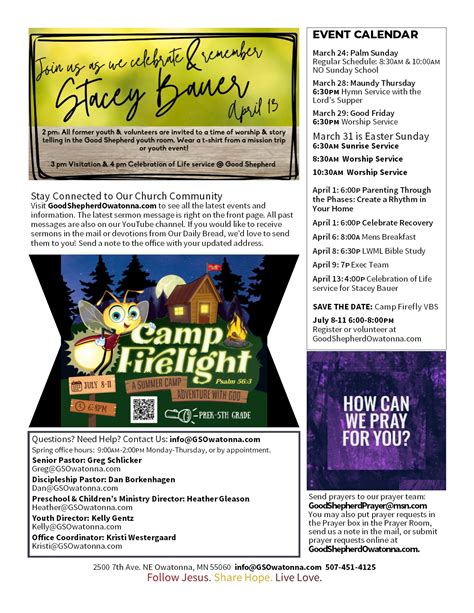 Spring 2024 GSO Newsletter Good Shepherd Church In Owatonna