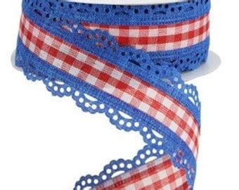 Patriotic Stars Wired Ribbon By The Roll 1 5 X 10 Yards RG1513KY Etsy