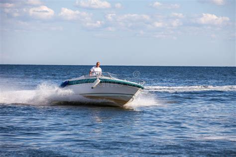 Man Driving A Fast Boat Stock Photo Image Of Drive Outboard 37524830