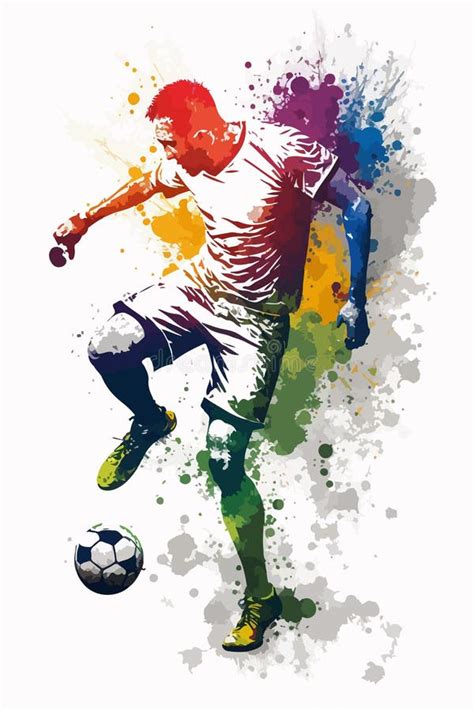 Abstract Soccer Player Running With The Ball From Splash Of Watercolors