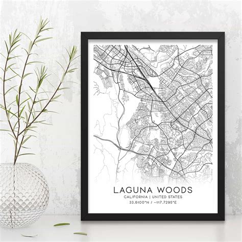 Laguna Woods California Map Poster Modern Home Decor Wall Art Print