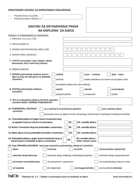 Osiguranje Zahtjev Djecu Fill Online Printable Fillable Blank