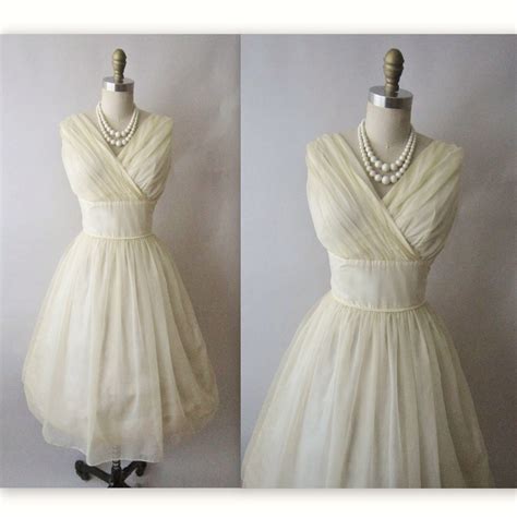 50s Chiffon Dress Vintage 1950s Ruched Chiffon Garden Party