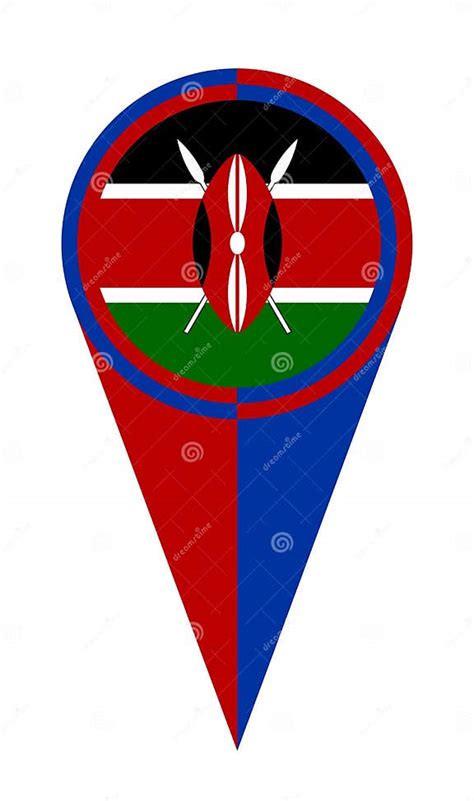 Bandeira Do Lugar Do Ponteiro Do Mapa De Kenya Ilustração Do Vetor